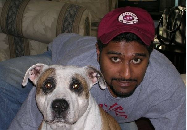 Dennies is pictured with his adorable dog Kyzer.